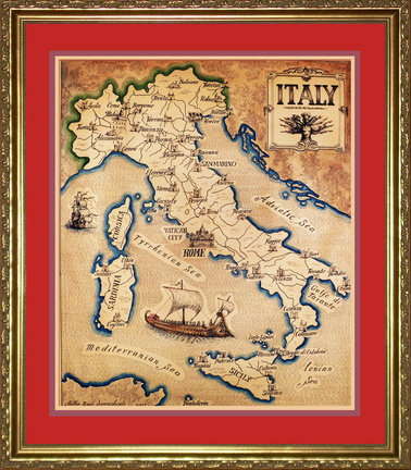 map of Italy in frame